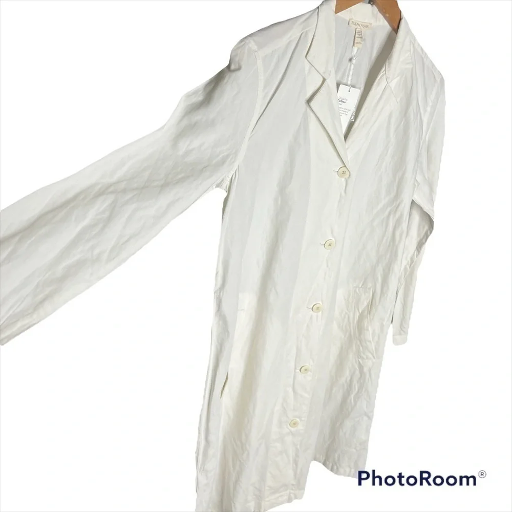 Eileen fisher NWT Organic Cotton Steel Standard Collar rumpled coat Size XXS